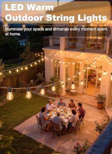 200FT Outdoor String Lights Waterproof, 76+2 Shatterproof S11 LED Bulbs, Extra Long Patio Lights for Outside, Bistro Cafe Decor, Backyard Garden Hanging Lights, Outside Fence Light String - size: 200FT