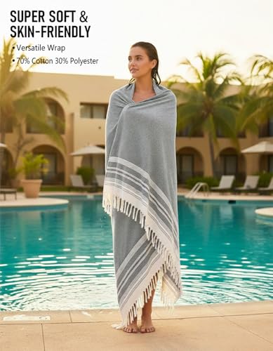 Large Throw Blanket Yoga Blanket Turkish Beach Towel Mens Birthday Gift Idea Dad Father Day Husband Brother Uncle Boyfriend Male Grandpa Him Appreciation Thank You Retirement 60th 50th 40th 30th - color: Grey Dark, size: Extra Large 82"x88"（208x224cm）
