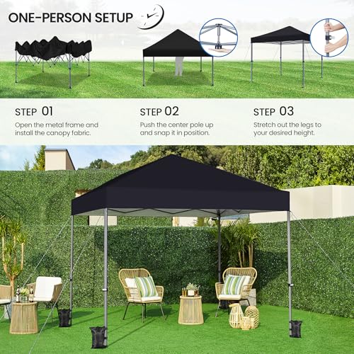 Yaheetech 8x8 Pop Up Canopy Easy Set-up Tent, Portable Outdoor Canopy Instant Tent, Commercial Gazebo with Wheeled Carry Bag & 4 Sandbags for Home, Party & Outdoor Activities, Black - color: Black, size: 8x8