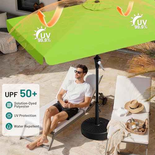 AreShark 6.5 x 10 FT Rectangular Valance Patio Umbrella, Outdoor Umbrella with Tilt and Crank, Market Table Umbrellas W/ 6 Ribs UV Protection for Garden, Deck, Backyard Pool, Apple Green - color: Apple Green, size: 6.5x10 FT