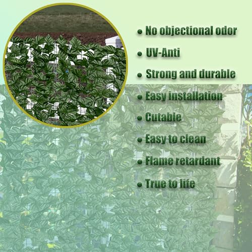 Artificial Ivy Privacy Fence Screen:120 "x 40" (34 Sqft) Anti-Ultraviolet Artificial Hedge Grass Wall, Used for Indoor and Outdoor Green Background, Garden Greening Decoration - color: Ivy vines, size: 40"x120"