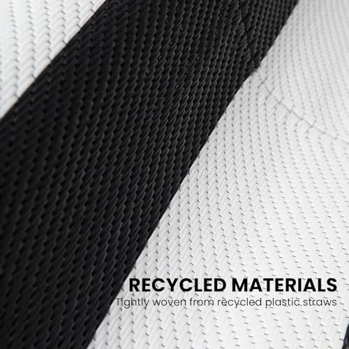 Outdoor Rug 6 x 9 ft, Reversible Plastic Straw Rug for Patio, Waterproof Large Outdoor Carpet for RV, Patio, Camping, Backyard, Deck, Picnic, Beach, Black & White - color: Black/White, size: 6'x9'