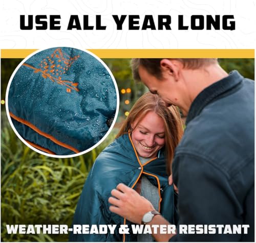 Wise Owl Outfitters Outdoor Camping Blanket – Lightweight Packable Puffy Quilt for Backpacking, Hiking & Travel – Warm Water Resistant Blanket for Cold Weather Camping - color: Blue