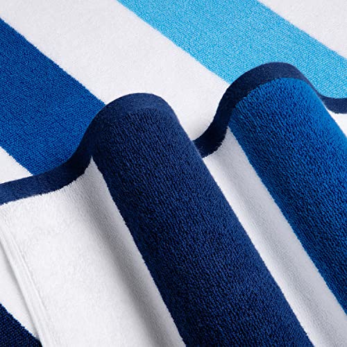 Bornbay Cotton Oversized Beach Towel - Extra Large 40"X70" Plush Thick Pool Towel, XL Fluffy Multi Blue Beach Towels Stripe Swimming Towel for Adults Mens Women - color: Multi Blue