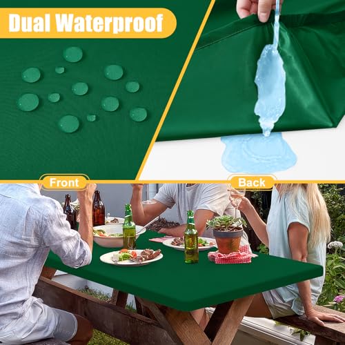 Rectangle Table Cloth, Waterproof Elastic Fitted Tablecloth for 5 Foot Folding Tables, Washable Polyester Tablecloths for Picnic, Camping, Outdoor (Emerald Green, 30"x60") - color: Emerald Green, size: 60" x 30" (Rectangular)
