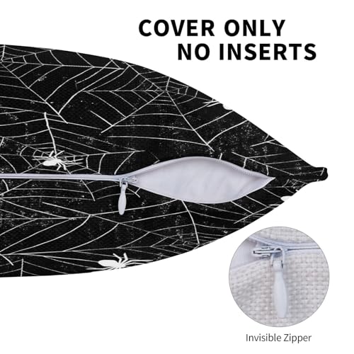 Halloween Spiderwebs Pillow Covers 18x18 Set of 2 Black and White Decorative Throw Pillow Cover Spider Webs Square Pillowcases Cushion Covers for Couch Bed Sofa Decor - color: Black Beige, size: 18" x 18" (Pack of 2)