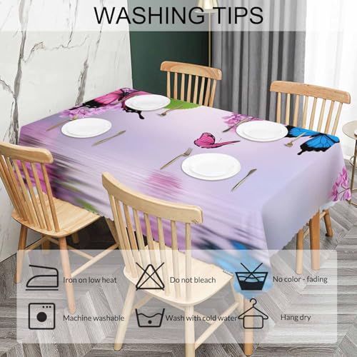 Butterfly Kitchen Tablecloth Nature Flowers Butterflies Indoor Outdoor Table Cover Anti-Oil Table Cloths for Wedding Banquet Dinner Tablecloths, 52x70 Inch(4-6 Seats) Blue Purple - color: Butterfly
