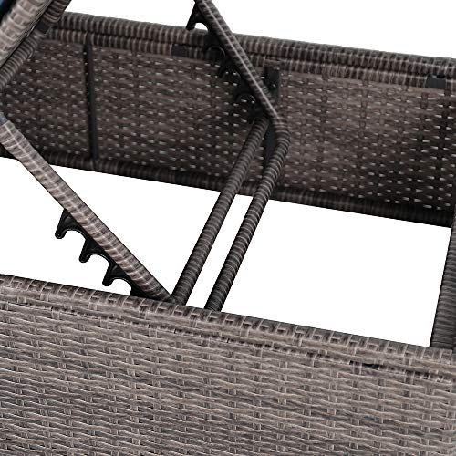 Patiorama Outdoor Patio Chaise Lounge Chair, Elegant Reclining Adjustable Pool Rattan Chaise Lounge Chair with Cushion, Grey PE Wicker, Steel Frame, for Deck, Poolside, Backyard (Light Grey) - color: Grey