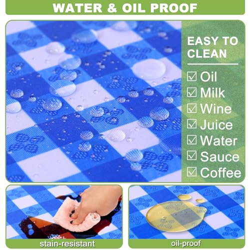 Fitted Picnic Table Cover with Bench Covers Vinyl Waterproof Elastic Edges Fitted Rectangle Tables Patio Tablecloth Camping Gear and Essentials Rv Accessories Road Trip Supplies Car Travel Must Haves - color: Blue Grid, size: 72in