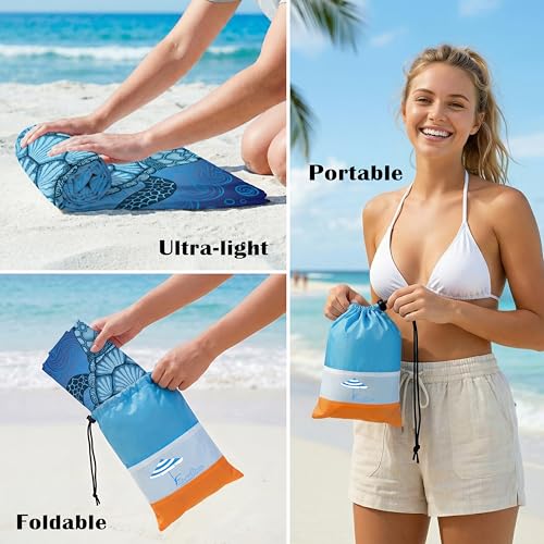 Famstar Beach Blanket Oversized Extra Large 78" X 81",Waterproof Sandproof Beach Blanket 1-7 Adults Lightweight Durable for Travel Camping Hiking Picnic - color: Turtle, size: 78" X 81"