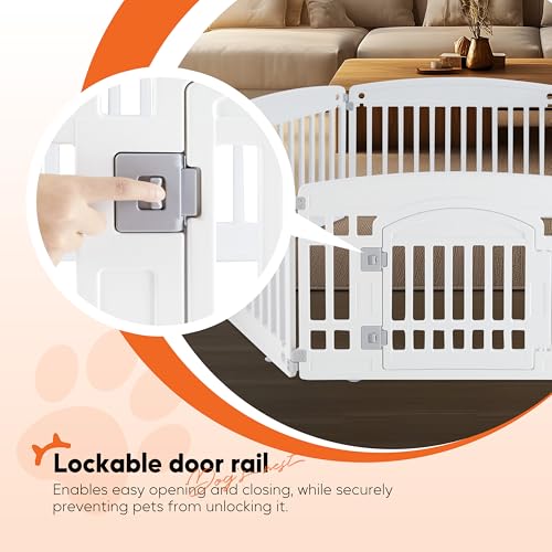 HealSmart 6 Panel 24" Plastic Dog Playpen, Folding & Portable Pet Playpen for Indoor & Outdoor Use, Safe & Secure Fence, Ideal for Small to Medium Dogs, White - color: White, size: 24 Inch 6 Panels, style: Plastic