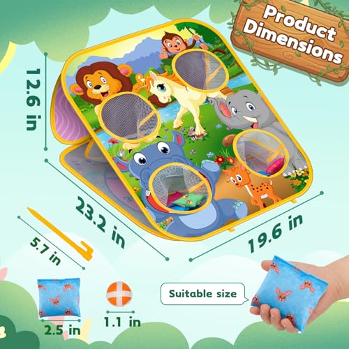 Bean Bag Toss Game for Kids - Cornhole Board Outdoor Toys for Toddlers -Party Activities Carnival Outside Yard Backyard Beach Lawn Games Toy for Kid Boys Girls Age 3 4 5 6 7 8 Year Old Birthday Gifts - style: Animal