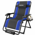 Amopatio Foldable Zero Gravity Chair Oversized Outdoor Reclining Chair 500LB Weight Capacity XXLPatio Recliner with 0-170° Adjustable Backrest Heavy Duty Lounge Chair with Cup Holder,Blue-Black - color: Blue-black, style: 33in-1pc