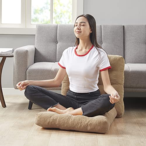 Meditation Floor Pillow, Square Large Pillows Seating for Adults, Tufted Corduroy Floor Cushion for Living Room Tatami, Coffee Brown 22x22 Inch, 1 Count (Pack of 1) - color: Square | Coffee | 1 Pack, size: 1 Pack