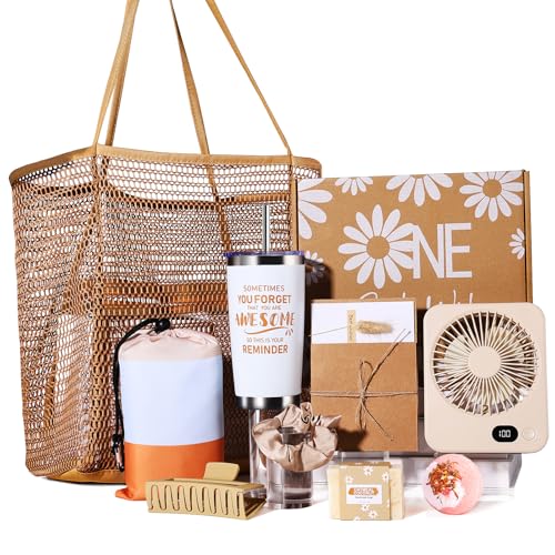 Beferr Mothers Day Beach Gifts Basket for Women, 79" X 83" Beach Blanket Waterproof Sandproof, Beach Mesh Tote Bags, Birthday Baskets for Her Wife Mom Sister Grandma Friend - color: Khaki