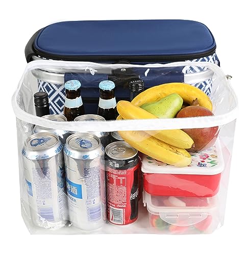 ALLCAMP Picnic Basket - Insulated Cooler, Thickening Foldable Picnic Basket with Removable Baskets & Sewn-in Frame, Basket for House Warming Gifts New Home(Rectangle Blue White) - color: Rectangle Blue White, size: Medium