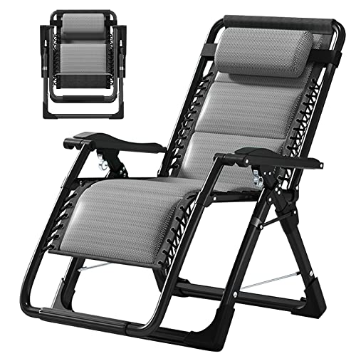 Slsy Zero Gravity Chair, Reclining Lounge Chair with Removable Tray for Indoor and Outdoor, Patio Recliner Folding Reclining Chair, Pacific Gray - color: Pacific Gray, style: Zero Gravity Chair