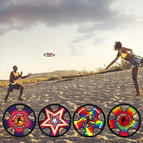 TurnWay Outdoor Two Soft Frisbee Throwing Disc, Flying Disc, Flying Saucer for Man and Woman in Yard, Beach, Lawn, Camping, Pool (Halo+Rainbow) - color: Halo+rainbow