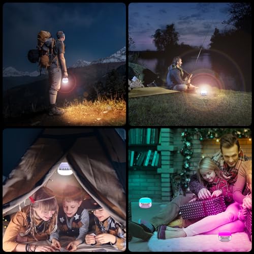 LED Camping Lantern Rechargeable 1400LM, Up to 420H Running Time Camping Tent RGB Light, 10400mAh Emergency Hanging Light for Hurricane, Power Outages, Home, Hiking,Violet - style: Violet Ultra
