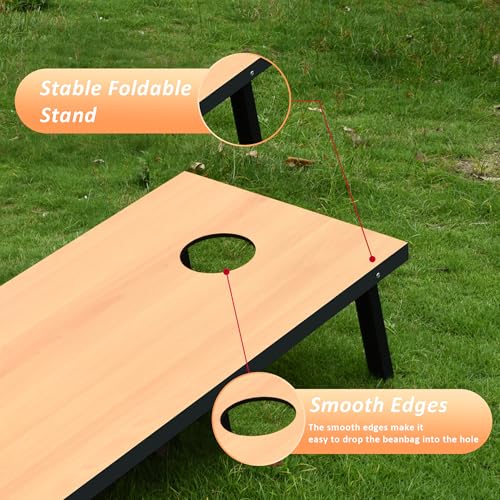 Cornhole Set, Regulation/Tailgate Size Cornhole Boards with 8 Bean Bags and Carrying Case, 4x2/3x2 Corn Hole Outdoor Game Toss Board for Adults Outside Activities - color: 3'x2' Natural Wood