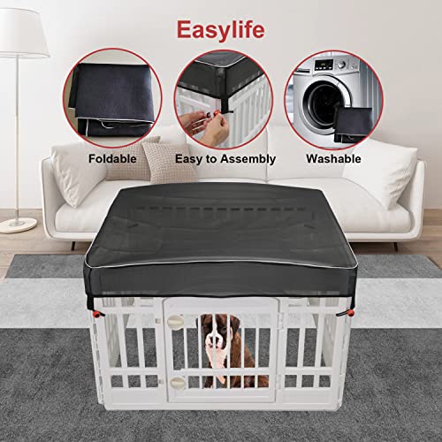 Dog Playpen Cover Mesh Top - Dog Pen Cover for Pets Fits 36 Inch 4 Panels Square Plastic Exercise Pet Pen,Provide Security for Indoor Dog Pen (Playpen Not Included) - color: 36 inch 4 panel mesh cover