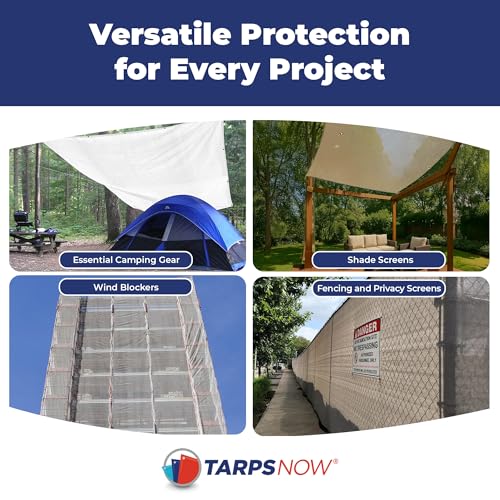 Tarps Now 6' x 10' White Heavy Duty Mesh Tarp with Brass Grommets - UV Resistant Reflective White 75% Sun Shade, Backyard, Patios, Breezeways, Gazebos, Kennels, Mesh for Flatbeds, Trucks or Trailers - size: 6' X 10'