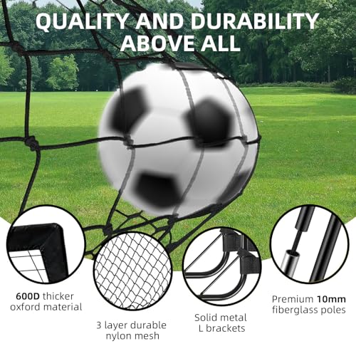 Soccer Goal, Soccer Goals for Backyard, 6x4ft Portable Pop Up Soccer Net Set, Soccer Training Equipment with Soccer Ball, Ladder and Cones - color: Black