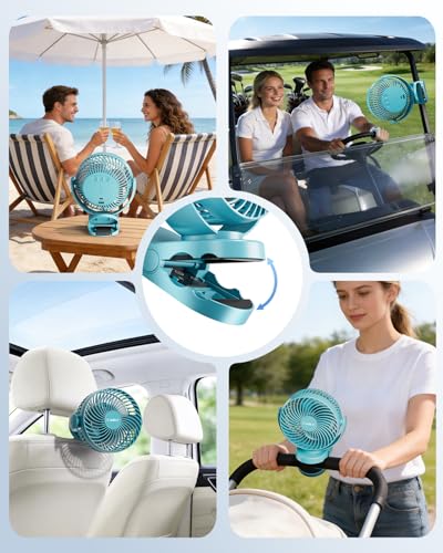 Camping Fan with Remote Control - 12000mAh Rechargeable Battery Powered Fan, Camping Fans for Tents with LED light & Hanging Hook, Rechargeable Battery Operated Ceiling Fans for Tent RV Bed, Blue - color: Blue