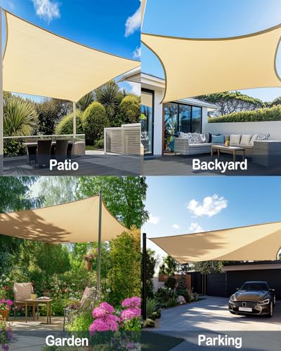 Vensovo Sun Shade Sail Rectangle 12' x 16' Permeable Canopy - UV Block Sunshade for Patio, Garden, Backyard, Deck (Yellow) - color: Yellow, size: 12ftx16ft