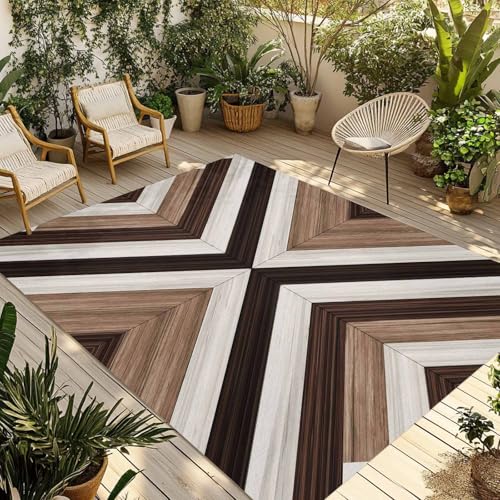 Outdoor Rug Mats for Patios, Boho Aztec Ethnic Style,Washable Indoor Carpet Area Rug with Non Slip Backing for Balcony,Picnic,Beach Vintage Wood Grain - size: 6' x 9' (Rectangular)