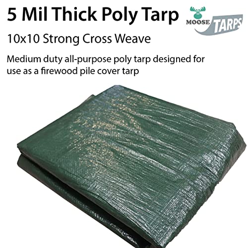 Reversible Heavy Duty Poly Tarp for Wood Piles, Firewood Piles, Construction & Ground Covering - Tear & Water Resistant - 8 x 32 Foot Indoor/Outdoor Tarp, Green and Brown - size: 8' x 32'