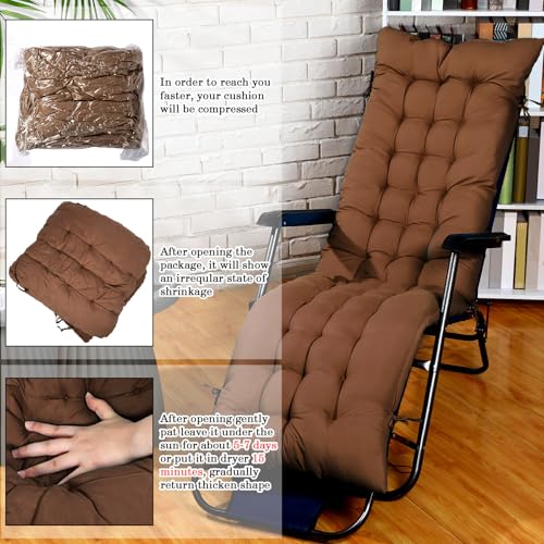 Bucherry 67 x 19 Inch Chaise Lounge Cushions Soft Lounge Chair Cushion Gravity Chair Cushion Sofa Lawn Furniture Cushion Pad with 6 Tie for Outdoor Indoor Patio Home Without Headrest (Coffee,2 Pcs) - color: Coffee