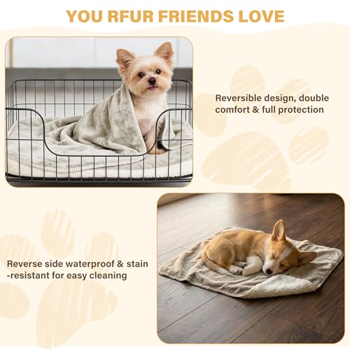 Kritter Planet Waterproof Small Dog Blanket - Soft Puppy Furniture Protector, Washable Car Cover, Reversible Sherpa Fleece Couch Cover for Small Pets - color: Taupe, size: 20x30 Inches