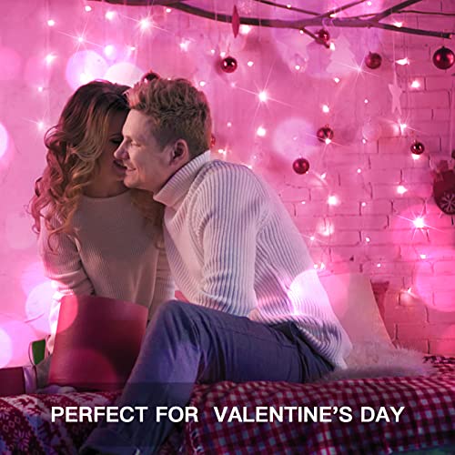 suddus Curtain Lights for Bedroom, 200 Led 6.5ft x 6.5ft Hanging String Lights Outdoor, Fairy Curtain Lights for Backdrop, Window, Wall, Wedding, Party, Garden, Porch, Birthday Decorations Pink - color: Pink, size: USB-200 LED