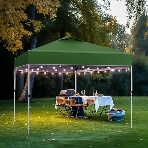 PHI VILLA 10x10 Pop Up Canopy Tent Easy Outdoor Sun Shade for Events Party Tent, 100 Sq. Ft of Shade, Green - color: Green, size: 10×10