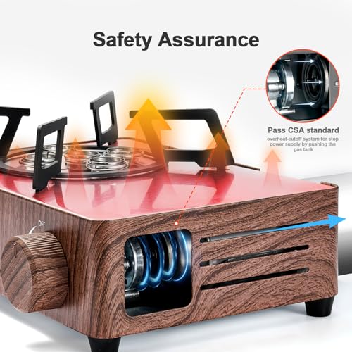 Odoland 7500BTU Camping Butane Stove with Compact Carry Case, CSA Certified Portable Gas Stove for Backpacking,Picnic,Outdoor Adventures,Brown - color: Brown