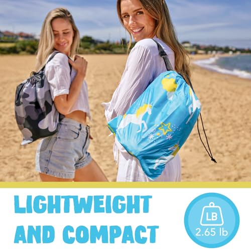 AlphaBeing Inflatable Lounger Beach Chair Accessories, Air Sofa Hammock Inflatable Couch for Camping Backyard Lakeside with Compression Sacks, Ideal Outdoor Gifts for Adults - color: Unicorn Lightblue