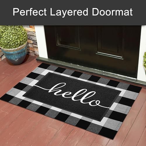 KILOCOCO Outdoor Mat Front Door Mat Welcome Mats Low Pile Entrance Non-Slip Outdoor Doormats High Traffic Area Easy Clean Entry Mats for Kitchen Hello Doormat Indoor,20"x31.5" - color: Hello, size: 1'8" x 2'8" (Rectangular)