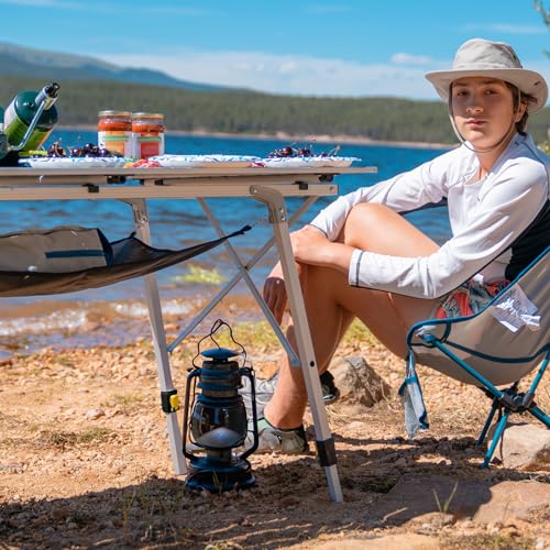 Portal Camping Table Portable Foldable with Adjustable Legs, Aluminum Folding Table Roll Up Table with Carrying Bag for Outdoor, Beach, Picnic, Backyards, BBQ and Party, Silver, Big - color: Silver, size: Extra Large-47.2"L x 27.6"W