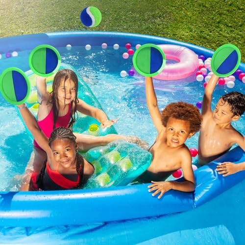 Toss and Catch Ball Set, Paddle Catch Ball and Toss Game for Kids, Great Beach Games/Backyard Games/Outdoor Games for Kids and Family - size: 2 Paddles, 2 Balls
