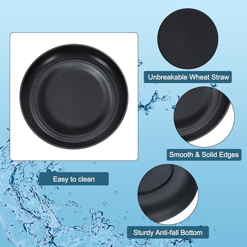 uxcell 8Pcs Plastic Plates Set, 8 Inch Unbreakable Dinner Plates Set Plastic Plates Reusable Dishwasher & Microwave Safe for Restaurants Kitchen Food Outdoor Camping, Black - color: Black, size: 8"