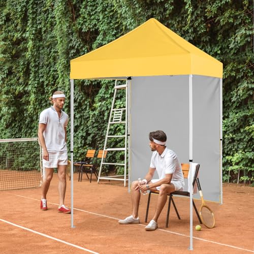 EAGLE PEAK Pop up Canopy 5x5, Outdoor Portable Canopy Tent with One Removable Sunwall, Carry Bag Included, Yellow - color: Yellow