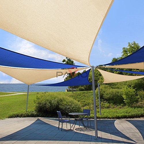 Patio Paradise 2' x 2' x 2' Sun Shade Sail Triangle Canopy Shade Cloth Fabric Sunlight Block Patio Pergola Cover HDPE Deck Awning for Outdoor Backyard Roof Shading, Beige - color: Beige, size: 2' x 2' x 2'