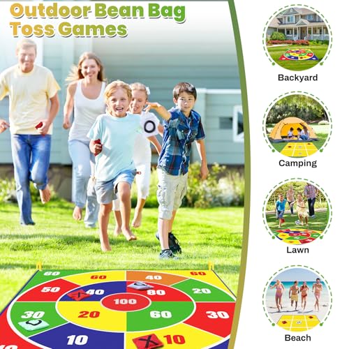2-in-1 Giant Bean Bag Toss & Large Tic Tac Toe Outdoor Games for Kids Adults-4.5ft Giant Outside Lawn Yard Camping Field Day Games for Kid Family-Backyard Fun Carnival Outdoor Giant Yard Games