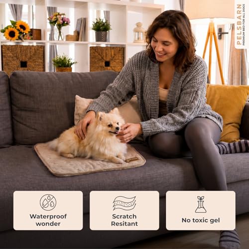 Pelsbarn Dog Cooling Mat- Ice Silk Summer Comfort, Self Cooling, Non-Slip Dog Pad, Durable & Washable, Mat for Extra Small Dogs 15 x 19, Support Shelter Dogs with Every Purchase (Beige) - color: Light Beige, size: Extra Small