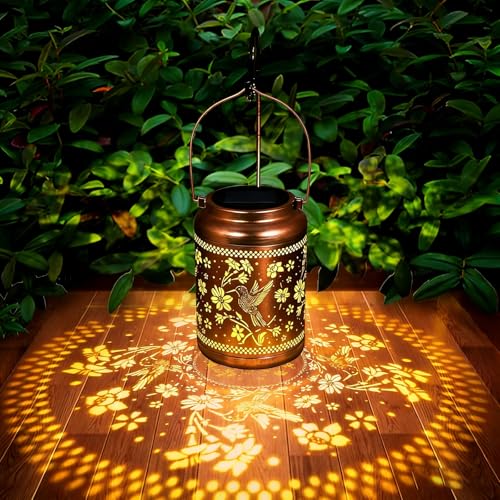 Solar Lanterns Outdoor Hummingbird Decorative Solar Lights Waterproof Metal Hanging Lights Gardening Gifts for Outside Garden Yard, Patio, Backyard, Farm Gifts for Women Mom Grandma - style: New-Hummingbird