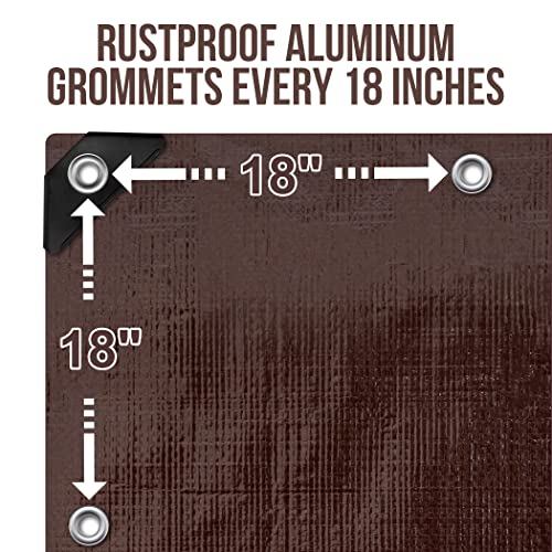 CARTMAN Finished Size 12x20 Feet Extra Thick 12 Mil Heavy Duty Poly Tarp, Multipurpose Protective Cover, UV Resistant, Waterproof Poly Tarpaulin with Reinforced Edges - color: Brown/Black 12mil, size: 12'×20'