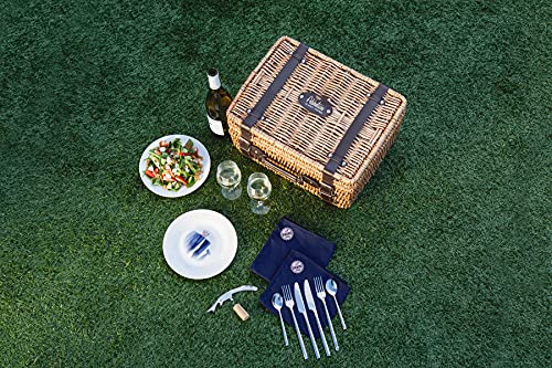 Picnic TIME Disney Pixar UP Champion Wicker Picnic Basket for 2 with Deluxe Cutlery Service Kit, Large Suitcase Style Picnic Set with Leatherette Handle, (Navy Blue) - color: Disney Pixar Up - Navy Blue