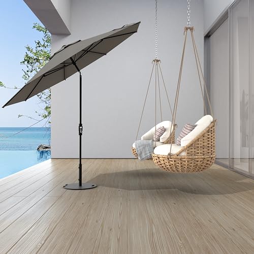 Midtown Umbrellas – The Swilt 10 Ft Patio Umbrellas with 360° Swivel & Tilt Mechanism, 8 Fiberglass Ribs & Terylast Polyester Fabric for Backyard, Deck, Pool & Cafes - Charcoal Canopy, Black Pole - color: Terylast Charcoal, size: 10 Feet