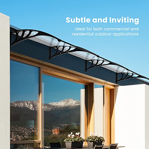 VIVOHOME Polycarbonate Window Door Awning Canopy Transparent with Black Bracket 40 Inch x 120 Inch - color: Transparent, size: 40 Inch X 120 Inch